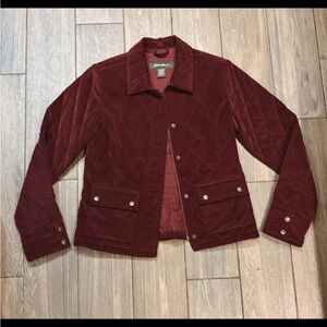 Eddie Bauer Quilted Velvet Jacket in Burgundy